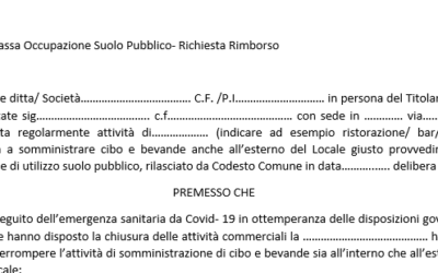 Richiesta rimborso tassa occupazione suolo pubblico